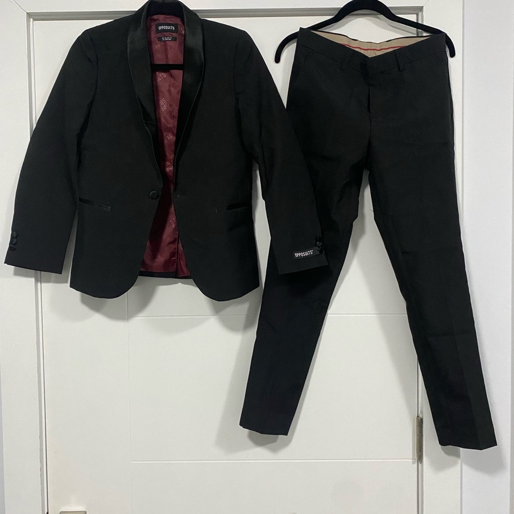Boys OppoSuits Black Suit Jacket and Trousers